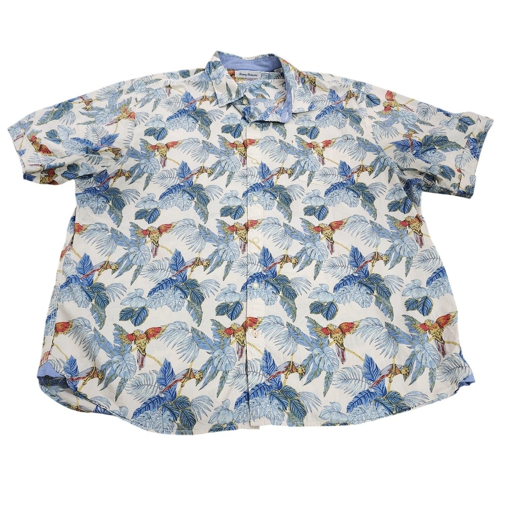 Tommy Bahama Shirt Mens 2XL Multicolor Parrot Short Sleeve Button Hawaiian